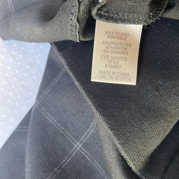 Max Studio Women Khaki Jeggings size 29 Black Plaid Tummy Control Stretch PullOn - Picture 7 of 11